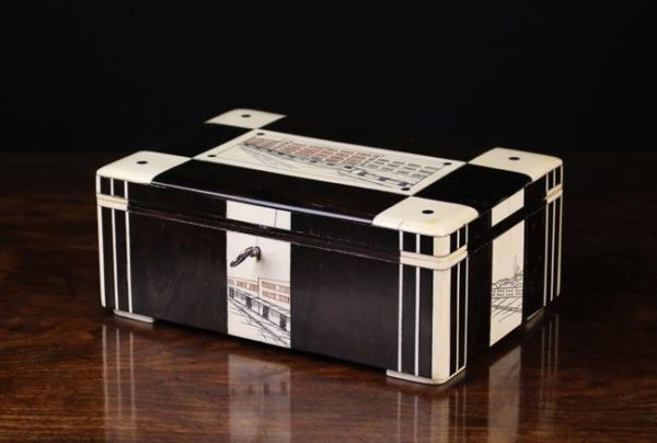 Unusual Coromandel and Ivory Modernist Milanese Box